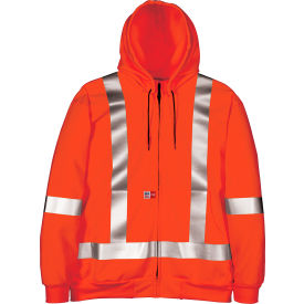 Big Bill Wind Pro Full Zip Hooded Sweater, Reflective, Flame Resistant, 2XL, Orange