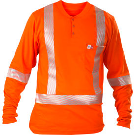 CODET NEWPORT CORP SRT18IT6/O-R-ORA-5X Big Bill Long Sleeve Henley Interlock Knit, Flame Resistant, 5XL, Orange image.