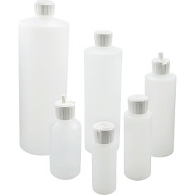Qorpak 32oz Natural HDPE Cylinder Bottle Dispensing Bottle w/28-400 White PE Flip Cap, 12PK