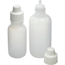 Qorpak 2oz Natural LDPE Boston Round Bottle with 18mm White PP Dropper and Nasal Cap, 12PK