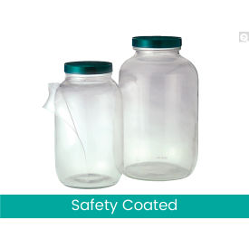 QORPAK DIV OF BERLIN PACKAGING GLA-00949 Qorpak® 64oz Clear Safety Coated Glass Standard Wide Mouth Bottle 83-400 Neck Finish, 6/Pack image.