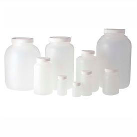 QORPAK DIV OF BERLIN PACKAGING PLC-03549 Qorpak PLC-03549 128oz Natural HDPE Wide Mouth Round Bottle with 89-400 White PP Cap, Case of 4 image.