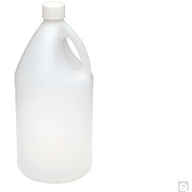QORPAK DIV OF BERLIN PACKAGING PLC-05666 Qorpak® 128oz Natural HDPE Heavyweight Handled Round Jug with 38-439 White PP F439 Cap, 36PK image.