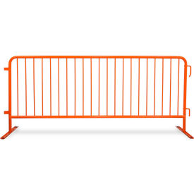 Queue Solutions Llc BARR8-FL-OE Queue Solutions CrowdMaster™ 1000 Steel Barricade, 100"L x 43"H, Flat Feet, Orange image.
