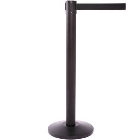 Queue Solutions QueuePro 300 Retractable Belt Barrier 40"" Black Post 16 Black Belt