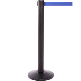 Queue Solutions QueuePro 300 Retractable Belt Barrier 40"" Black Post 16 Blue Belt