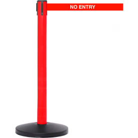 Queue Solutions Llc SM450R-RWN SafetyMaster 450 Retractable Belt Barrier, 40" Red Post, 7-1/2 Red "No Entry" Belt image.