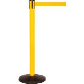 Queue Solutions Llc SM450Y-YW SafetyMaster 450 Retractable Belt Barrier, 40" Yellow Post, 7-1/2 Yellow Belt image.