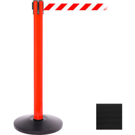 Queue Solutions Llc SPRO300R-BK SafetyPro 300 Retractable Belt Barrier, 40" Red Post, 16 Black Belt image.
