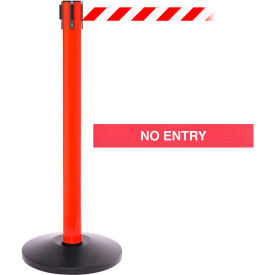 Queue Solutions Llc SPRO300R-RWN SafetyPro 300 Retractable Belt Barrier, 40" Red Post, 16 Red "No Entry" Belt image.