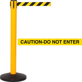 Queue Solutions Llc SPRO300Y-YBC SafetyPro 300 Retractable Belt Barrier, 40" Yellow Post, 16 Yellow "Caution-Do Not Enter" Belt image.