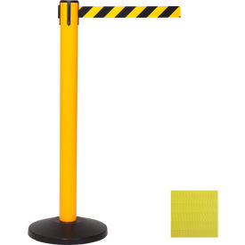 Queue Solutions Llc SPRO300Y-YW SafetyPro 300 Retractable Belt Barrier, 40" Yellow Post, 16 Yellow Belt image.