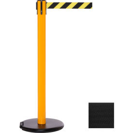 Queue Solutions Llc SROL250Y-BK RollerSafety 250 Retractable Belt Barrier, 40" Yellow Post, 11 Black Belt image.