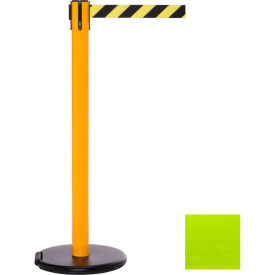 Queue Solutions Llc SROL250Y-FOY RollerSafety 250 Retractable Belt Barrier, 40" Yellow Post, 11 Neon Yellow Belt image.