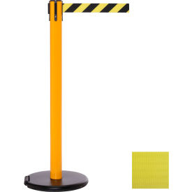 Queue Solutions Llc SROL250Y-YW RollerSafety 250 Retractable Belt Barrier, 40" Yellow Post, 11 Yellow Belt image.
