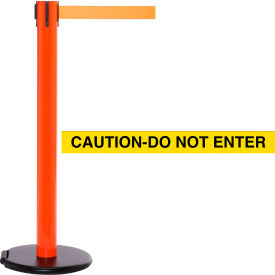 Queue Solutions Llc SROL300O-YBC RollerSafety 300 Retractable Belt Barrier, 40" Orange Post, 15 Yellow "Caution-Do Not Enter" Belt image.