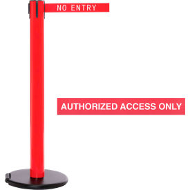 RollerSafety 300 Retractable Belt Barrier 40"" Red Post 15 Red ""Authorized Access Only"" Belt