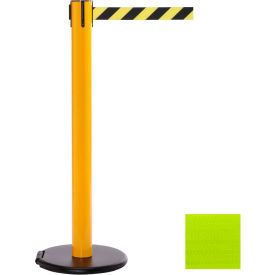RollerSafety 300 Retractable Belt Barrier 40"" Yellow Post 15 Neon Yellow Belt