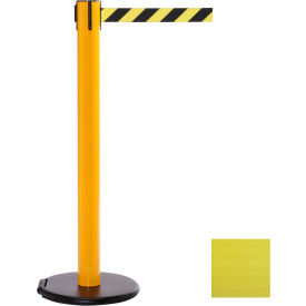 Queue Solutions Llc SROL300Y-YW RollerSafety 350 Retractable Belt Barrier, 40" Yellow Post, 15 Yellow Belt image.