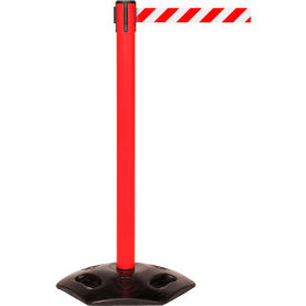 Queue Solutions Llc WMR250R-RW110 WeatherMaster 250 Retractable Belt Barrier, 40" Red Post, 11 Red/White Belt image.