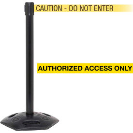 Queue Solutions Llc WMR250XB-YBA110 WeatherMaster Xtra Retractable Belt Barrier, 40" Black Post, 11 Ylw "Authorized Access Only" Belt image.