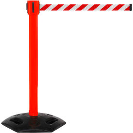 Queue Solutions Llc WMR335R-RW350 WeatherMaster 335 Retractable Belt Barrier, 40" Red Post, 35 Red/White Belt image.