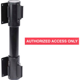 Queue Solutions Llc WMTwin350B-RWA75 WallPro Twin Wall Mount Retractable Belt Barrier, Black Case W/7-1/2 Red "Authorized" Belt image.