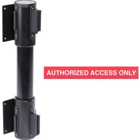 Queue Solutions Llc WMTwin400B-RWA130 WallPro Twin Wall Mount Retractable Belt Barrier, Black Case W/13 Red "Authorized" Belt image.