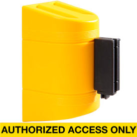 Queue Solutions Llc WP300Y-YBA75 WallPro 300 Wall Mount Retractable Belt Barrier, Yellow Case W/7-1/2 Yellow "Authorized" Belt image.