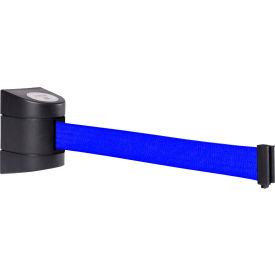 Queue Solutions Llc WP400B-BL150 WallPro 400 Wall Mount Retractable Belt Barrier, Black Case W/15 Blue Belt image.