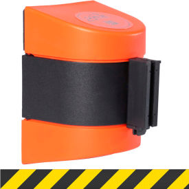 Queue Solutions Llc WP400O-YB150 WallPro 400 Wall Mount Retractable Belt Barrier, Orange Case W/15 Black/Yellow Belt image.