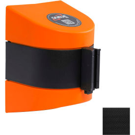 Queue Solutions Llc WP450O-BK300 WallPro 450 Wall Mount Retractable Belt Barrier, Orange Case W/30 Black Belt image.