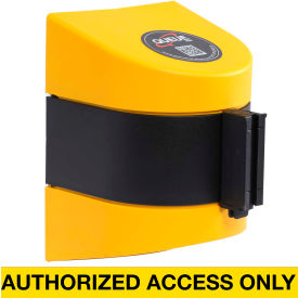 Queue Solutions Llc WP450Y-YBA250 WallPro 450 Wall Mount Retractable Belt Barrier, Yellow Case W/25 Yellow "Authorized" Belt image.
