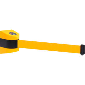 Queue Solutions Llc WP450Y-YW250 WallPro 450 Wall Mount Retractable Belt Barrier, Yellow Case W/25 Yellow Belt image.
