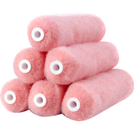 Quali-Tech Mfg 6AP038-12 RollerLite 6" x 3/8" Pink Polyester Mini Roller Covers, 12/Pack 8/Case - 6AP038-12 image.