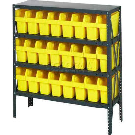 quantum 1239-sb801 steel shelving with 24 8"h plastic shelf bins yellow, 36x12x39-sb4 shelves Quantum 1239-SB801 Steel Shelving with 24 8"H Plastic Shelf Bins Yellow, 36x12x39-SB4 Shelves