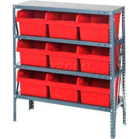 quantum 1239-sb809 steel shelving with 9 8"h plastic shelf bins red, 36x12x39-sb4 shelves Quantum 1239-SB809 Steel Shelving with 9 8"H Plastic Shelf Bins Red, 36x12x39-SB4 Shelves
