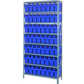 quantum 1275-sb801 steel shelving with 56 8"h plastic shelf bins blue, 36x12x75-sb8 shelves Quantum 1275-SB801 Steel Shelving with 56 8"H Plastic Shelf Bins Blue, 36x12x75-SB8 Shelves