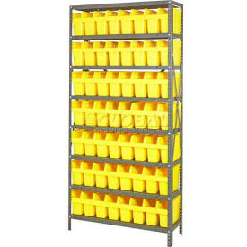 quantum 1275-sb801 steel shelving with 56 8"h plastic shelf bins yellow, 36x12x75-sb8 shelves Quantum 1275-SB801 Steel Shelving with 56 8"H Plastic Shelf Bins Yellow, 36x12x75-SB8 Shelves