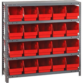 Quantum Storage Systems 1239-202RD Quantum 1239-202 Steel Shelving With 20 6"H Shelf Bins Red, 36x12x39-5 Shelves image.