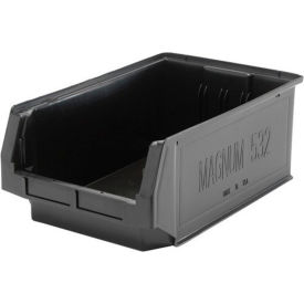 Quantum Storage® Plastic Magnum Stacking Bin 20""L x 12""W x 8""H Black