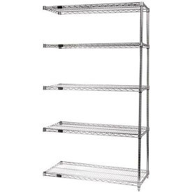 Quantum® Storage Systems 5 Shelf Chrome Wire Shelving Unit Add On 60"W x 36"D x 74"H 