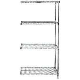 Quantum® Storage Systems 4 Shelf Chrome Wire Shelving Unit Add On 48"W x 24"D x 86"H 