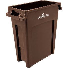 Quantum Storage® Crusader Thin Trash Can Container 16 Gallon Capacity Brown 