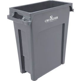 Quantum Storage® Crusader Thin Trash Can Container 16 Gallon Capacity Gray 