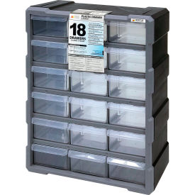 quantum plastic drawer cabinet pdc-18bk - 18 drawers 6-1/4"w x 15"d x 18-3/4"h Quantum Plastic Drawer Cabinet PDC-18BK - 18 Drawers 6-1/4"W x 15"D x 18-3/4"H