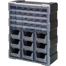 Quantum Storage Systems PDC-930BK Quantum Plastic Drawer Cabinet PDC-930BK - 39 Drawers 6-1/4"W x 15"D x 18-3/4"H image.