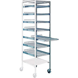 Quantum Storage Systems PS-A2475-7SWT Quantum Partition Store Basket Cart with Add-On Unit & Wire Baskets, 19-1/2"L x 24"W x 75"H, White image.