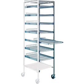 Quantum Storage Systems PS-DBC-14SWT Quantum® Partition Store Double Bay Cart with Wire Shelves, 44"L x 29-1/2"W x 74-1/2"H, White image.
