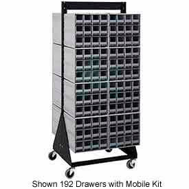 quantum qic-224-122 24"h double sided floor stand with 96 gray drawer interlocking storage cabinet Quantum QIC-224-122 24"H Double Sided Floor Stand with 96 Gray Drawer Interlocking Storage Cabinet